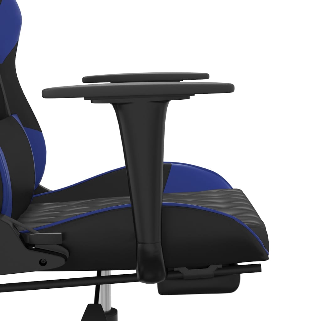 Massage gamestoel met voetensteun kunstleer zwart en blauw is nu te koop bij PeponiXL, paradijselijk wonen!