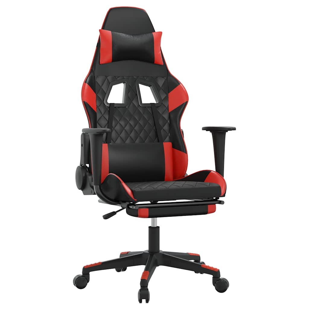 Massage gamestoel met voetensteun kunstleer zwart en rood is nu te koop bij PeponiXL, paradijselijk wonen!
