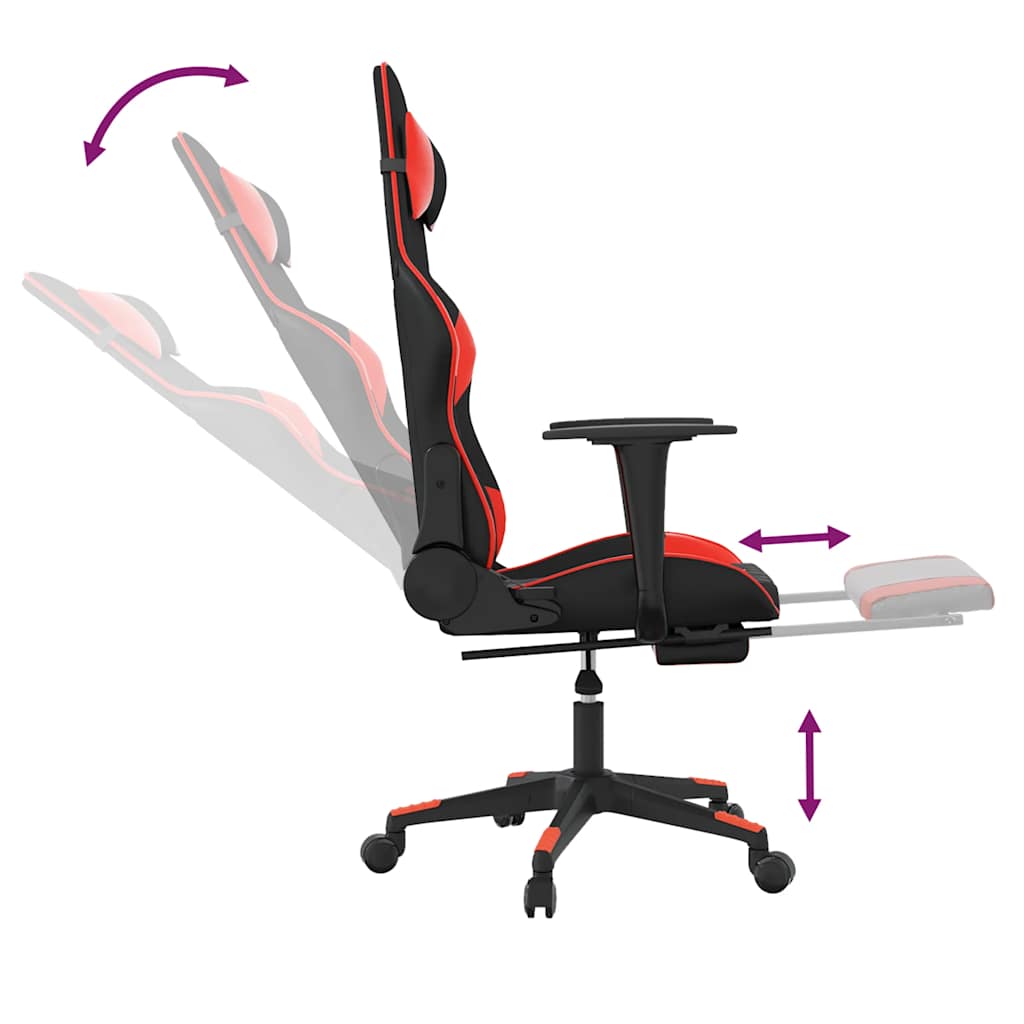 Massage gamestoel met voetensteun kunstleer zwart en rood is nu te koop bij PeponiXL, paradijselijk wonen!