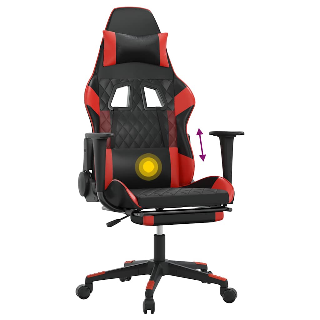 Massage gamestoel met voetensteun kunstleer zwart en rood is nu te koop bij PeponiXL, paradijselijk wonen!