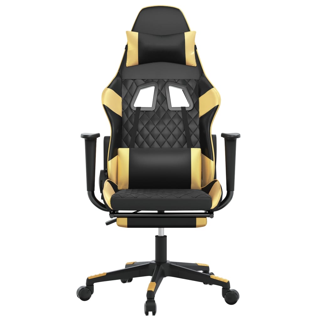 Massage gamestoel met voetensteun kunstleer zwart & goudkleurig is nu te koop bij PeponiXL, paradijselijk wonen!
