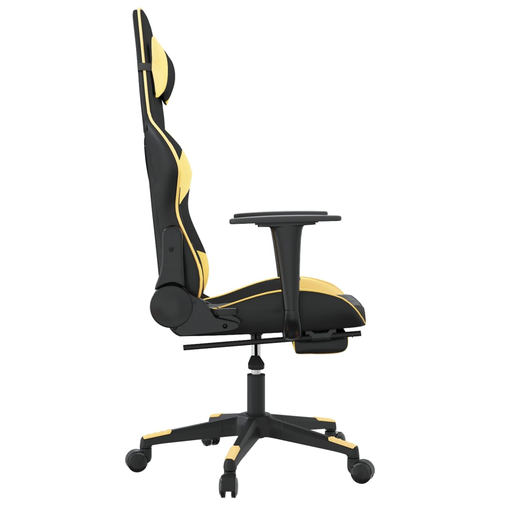 Massage gamestoel met voetensteun kunstleer zwart & goudkleurig is nu te koop bij PeponiXL, paradijselijk wonen!
