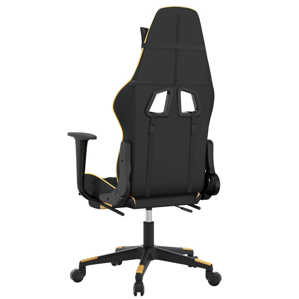 Massage gamestoel met voetensteun kunstleer zwart & goudkleurig is nu te koop bij PeponiXL, paradijselijk wonen!
