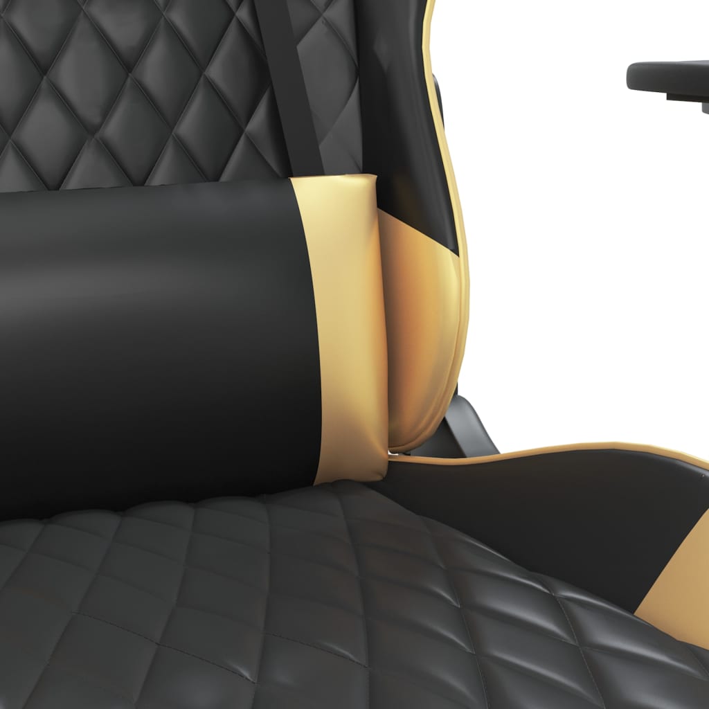 Massage gamestoel met voetensteun kunstleer zwart & goudkleurig is nu te koop bij PeponiXL, paradijselijk wonen!