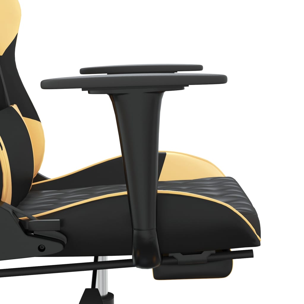 Massage gamestoel met voetensteun kunstleer zwart & goudkleurig is nu te koop bij PeponiXL, paradijselijk wonen!