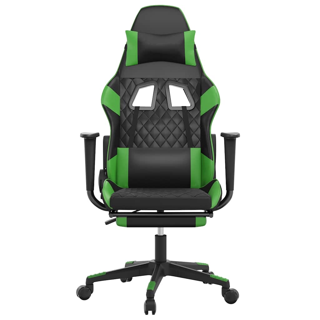 Massage gamestoel met voetensteun kunstleer zwart en groen is nu te koop bij PeponiXL, paradijselijk wonen!