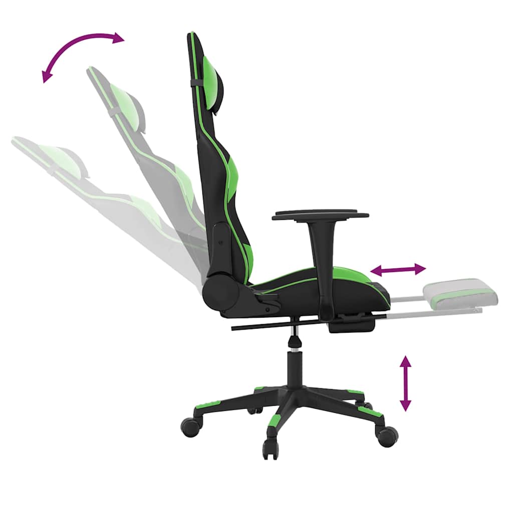 Massage gamestoel met voetensteun kunstleer zwart en groen is nu te koop bij PeponiXL, paradijselijk wonen!