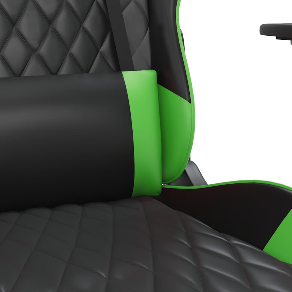 Massage gamestoel met voetensteun kunstleer zwart en groen is nu te koop bij PeponiXL, paradijselijk wonen!