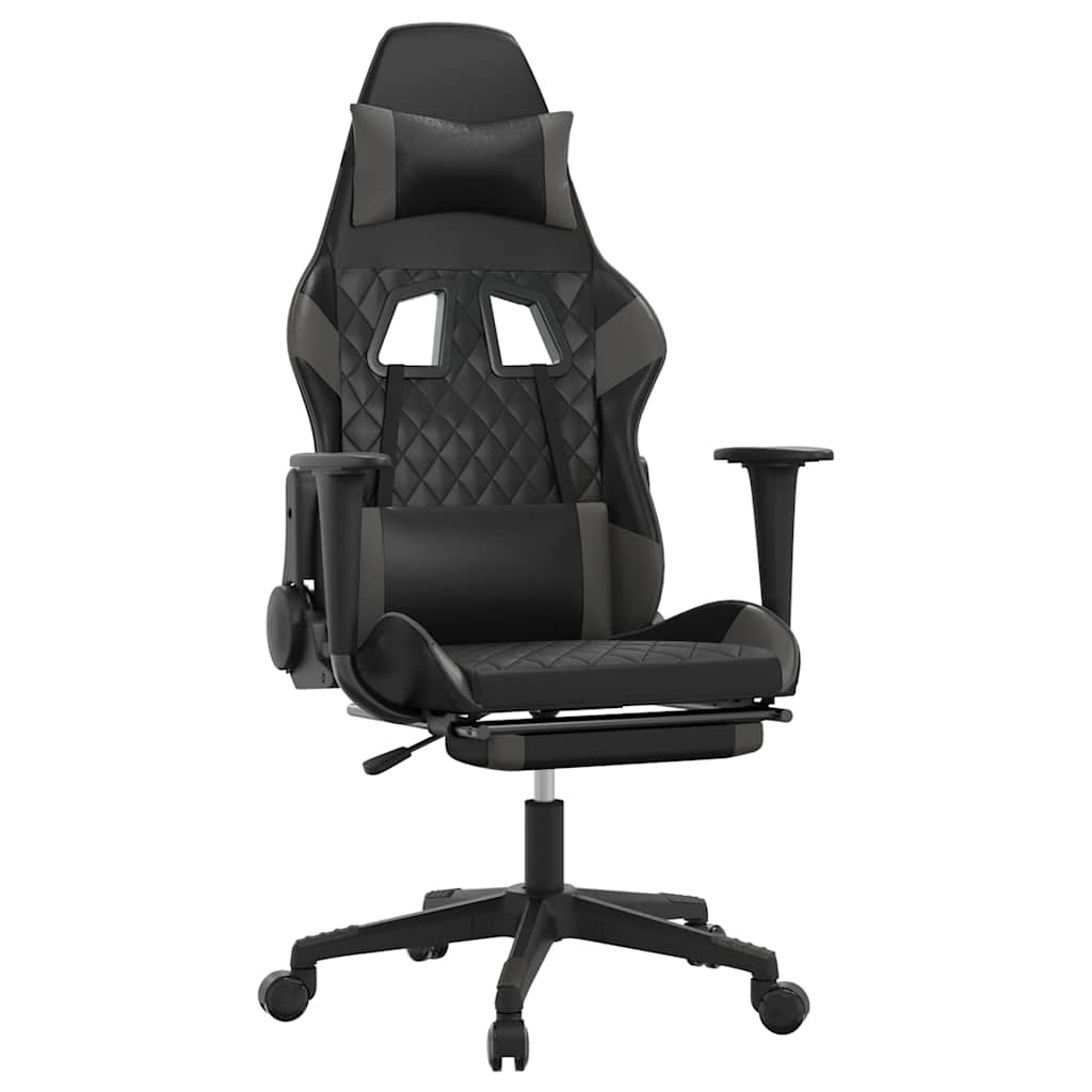 Massage gamestoel met voetensteun kunstleer zwart en grijs is nu te koop bij PeponiXL, paradijselijk wonen!
