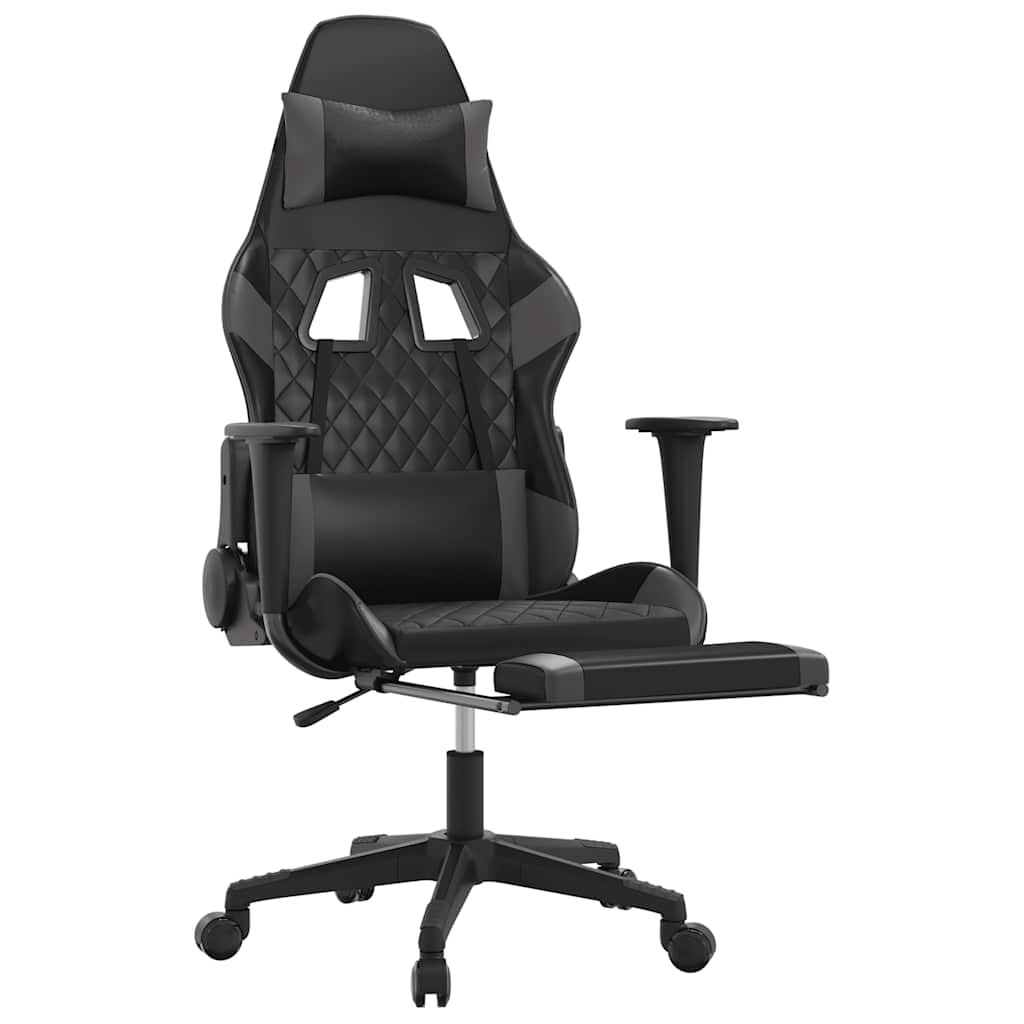 Massage gamestoel met voetensteun kunstleer zwart en grijs is nu te koop bij PeponiXL, paradijselijk wonen!