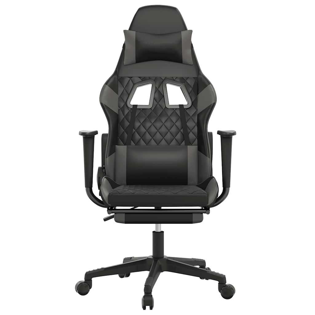 Massage gamestoel met voetensteun kunstleer zwart en grijs is nu te koop bij PeponiXL, paradijselijk wonen!