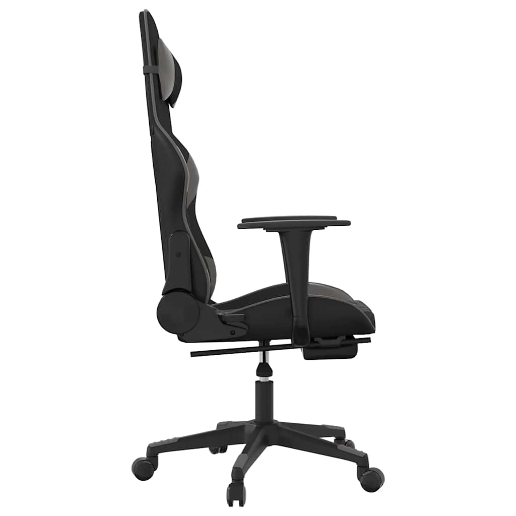 Massage gamestoel met voetensteun kunstleer zwart en grijs is nu te koop bij PeponiXL, paradijselijk wonen!