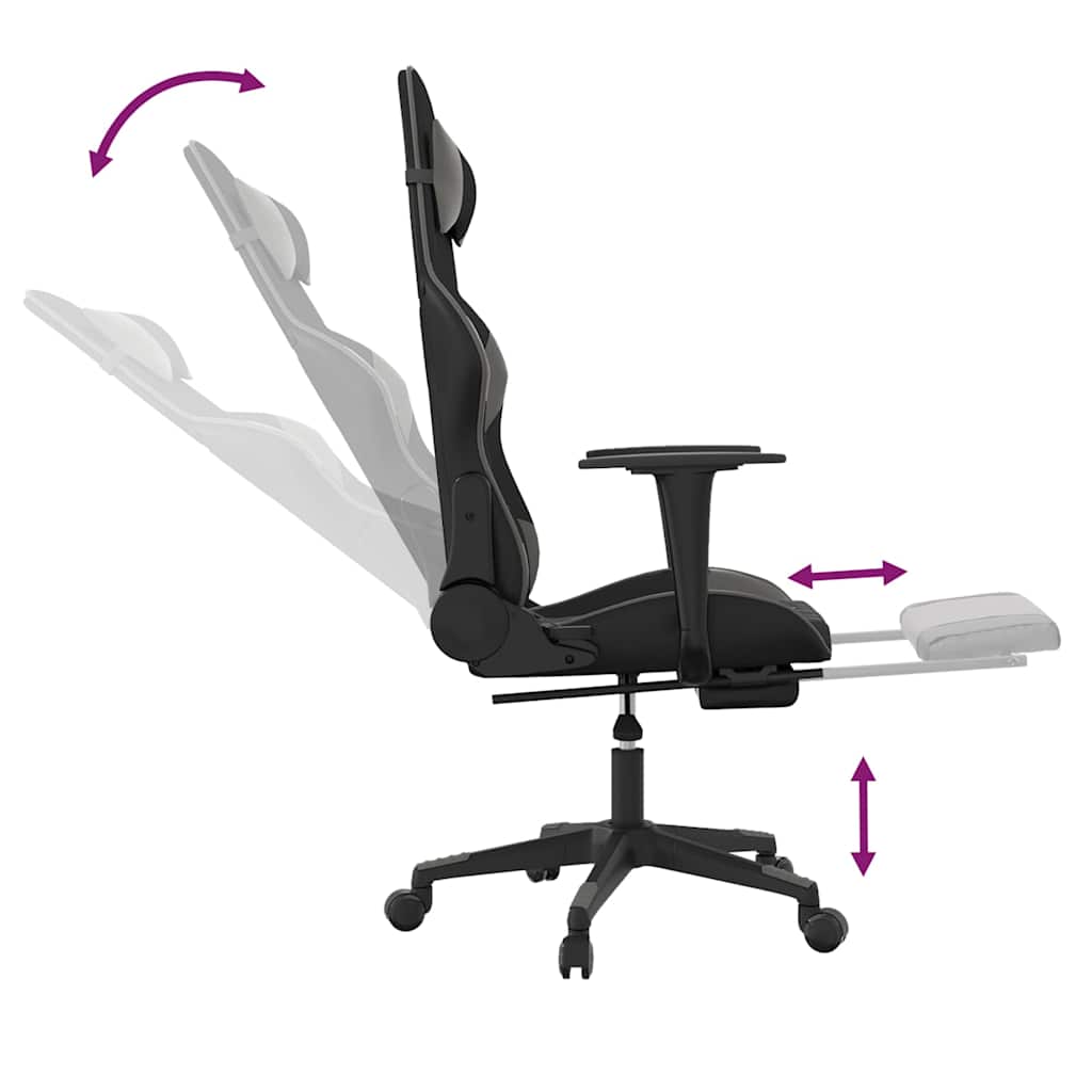 Massage gamestoel met voetensteun kunstleer zwart en grijs is nu te koop bij PeponiXL, paradijselijk wonen!