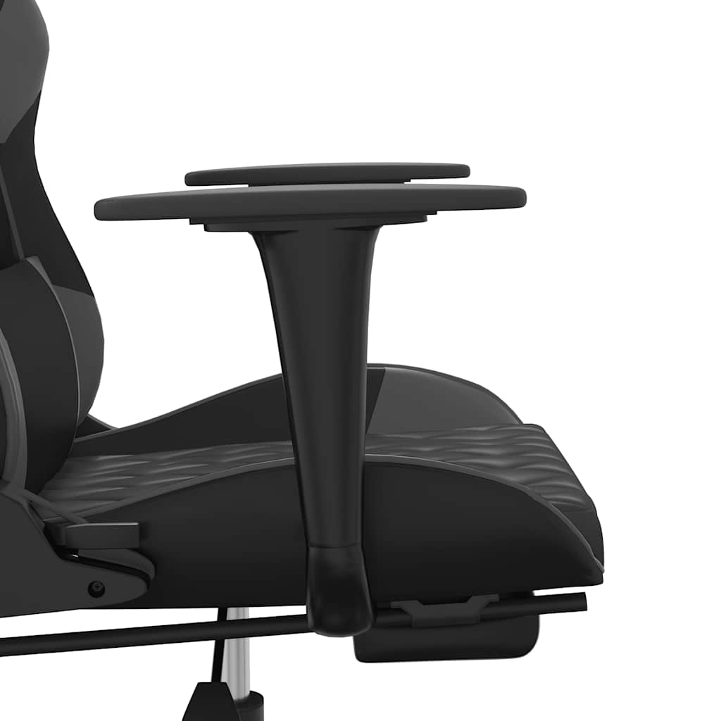 Massage gamestoel met voetensteun kunstleer zwart en grijs is nu te koop bij PeponiXL, paradijselijk wonen!