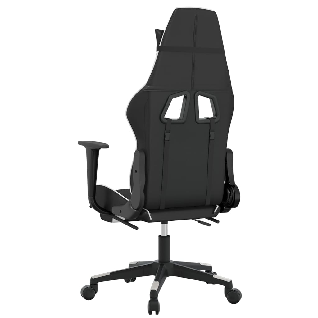 Massage gamestoel met voetensteun kunstleer zwart en wit is nu te koop bij PeponiXL, paradijselijk wonen!