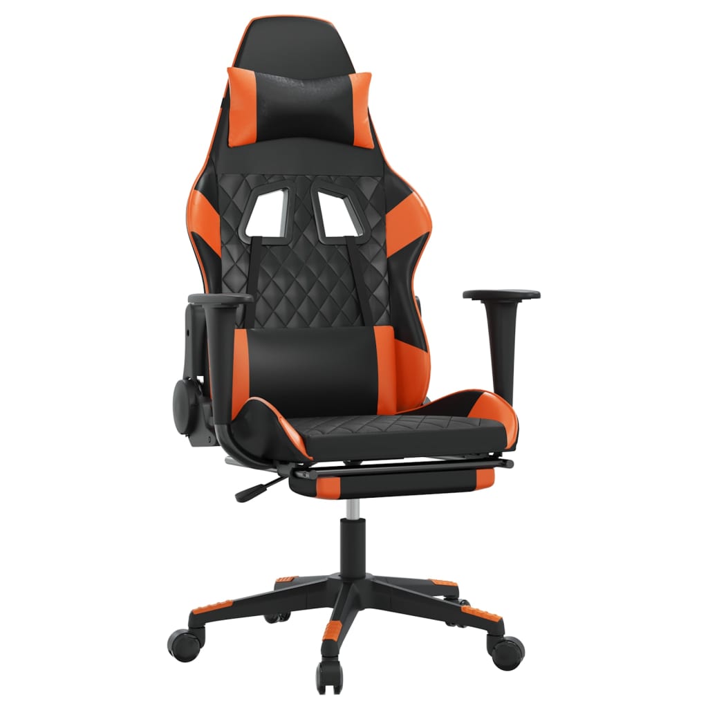 Massage gamestoel met voetensteun kunstleer zwart en oranje is nu te koop bij PeponiXL, paradijselijk wonen!