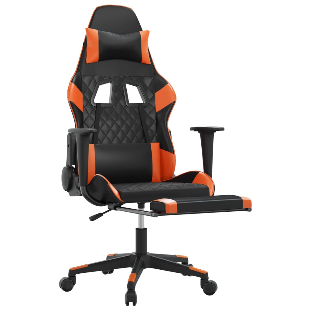 Massage gamestoel met voetensteun kunstleer zwart en oranje is nu te koop bij PeponiXL, paradijselijk wonen!