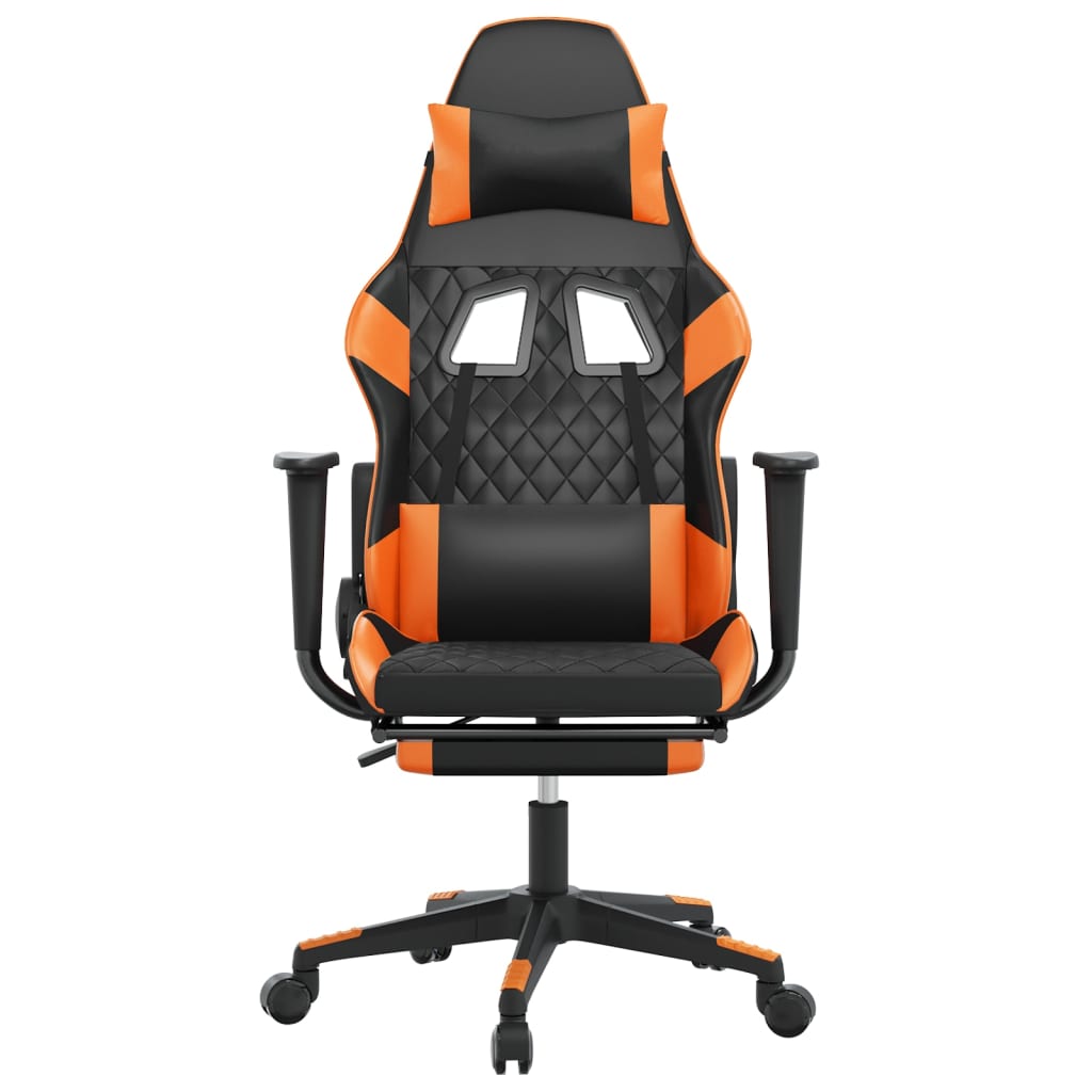 Massage gamestoel met voetensteun kunstleer zwart en oranje is nu te koop bij PeponiXL, paradijselijk wonen!