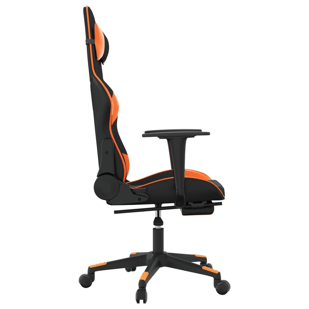 Massage gamestoel met voetensteun kunstleer zwart en oranje is nu te koop bij PeponiXL, paradijselijk wonen!