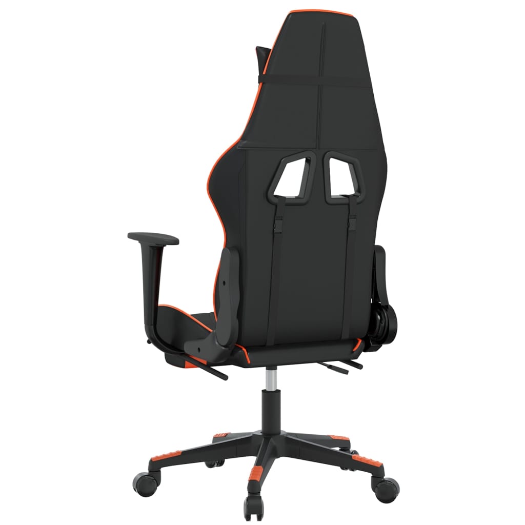 Massage gamestoel met voetensteun kunstleer zwart en oranje is nu te koop bij PeponiXL, paradijselijk wonen!