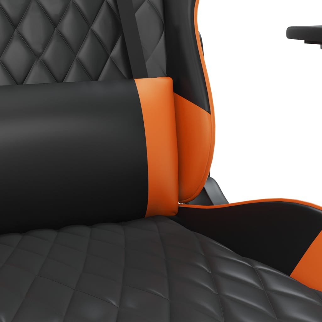 Massage gamestoel met voetensteun kunstleer zwart en oranje is nu te koop bij PeponiXL, paradijselijk wonen!