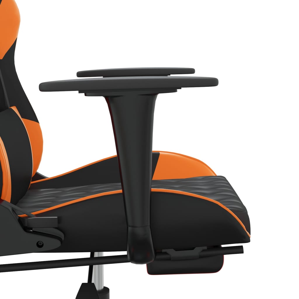 Massage gamestoel met voetensteun kunstleer zwart en oranje is nu te koop bij PeponiXL, paradijselijk wonen!