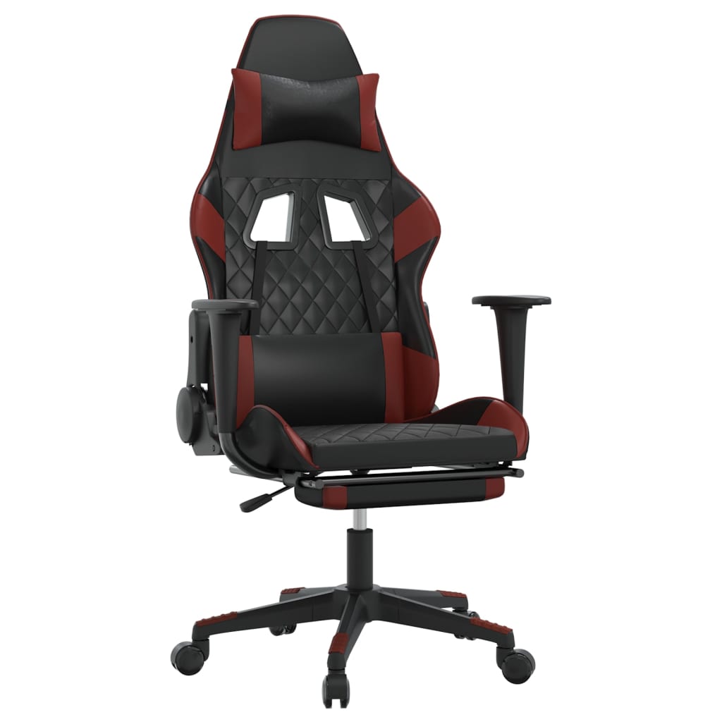Massage gamestoel met voetensteun kunstleer zwart en wijnrood is nu te koop bij PeponiXL, paradijselijk wonen!