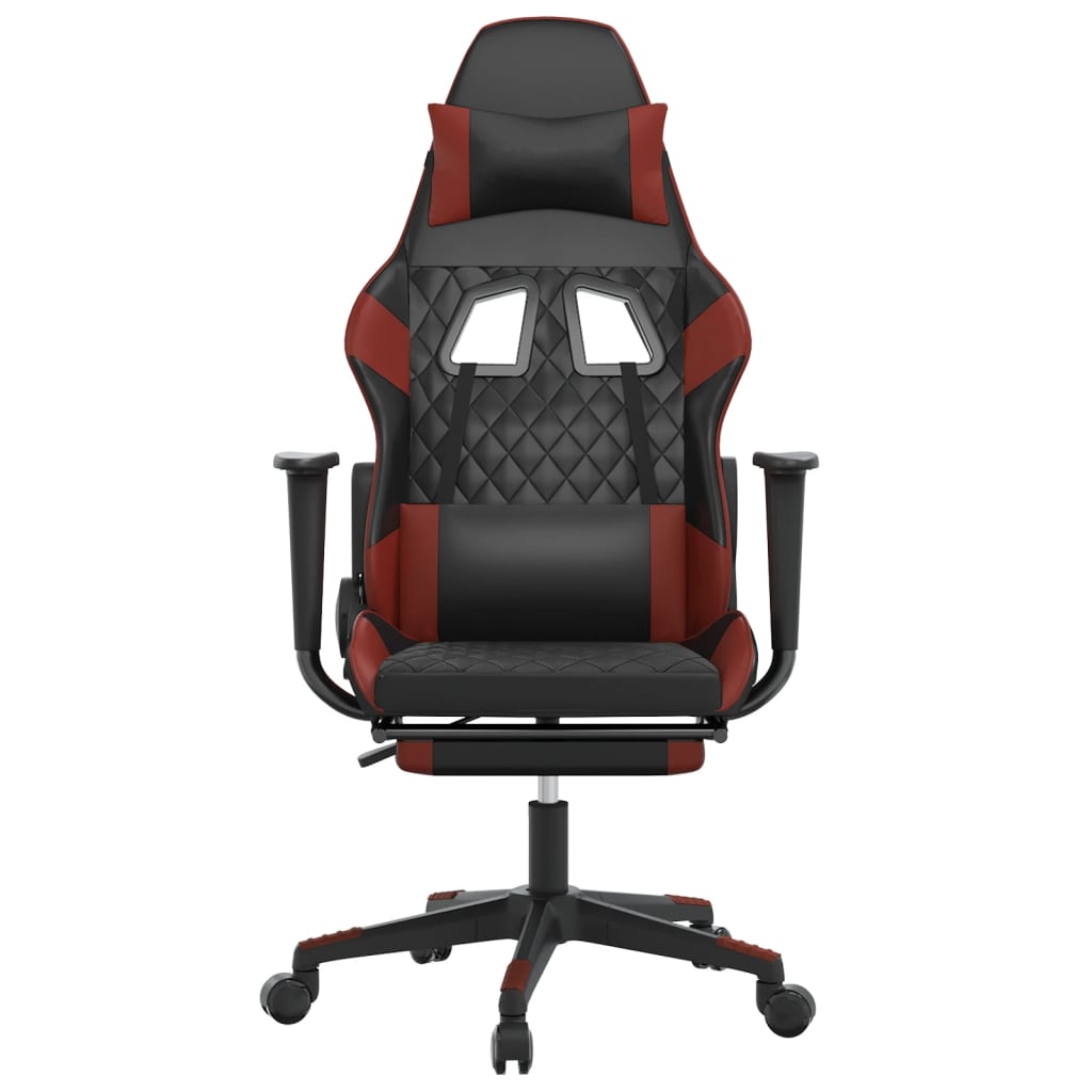 Massage gamestoel met voetensteun kunstleer zwart en wijnrood is nu te koop bij PeponiXL, paradijselijk wonen!