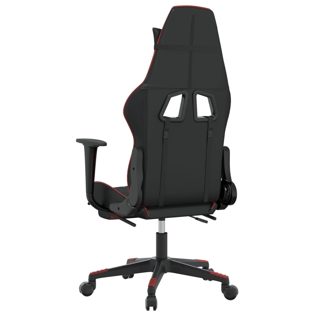 Massage gamestoel met voetensteun kunstleer zwart en wijnrood is nu te koop bij PeponiXL, paradijselijk wonen!