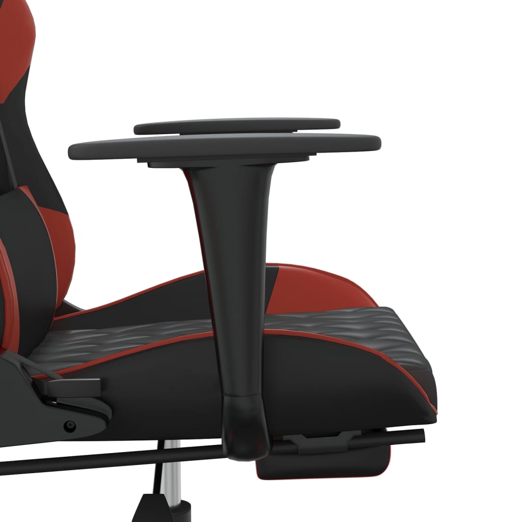 Massage gamestoel met voetensteun kunstleer zwart en wijnrood is nu te koop bij PeponiXL, paradijselijk wonen!