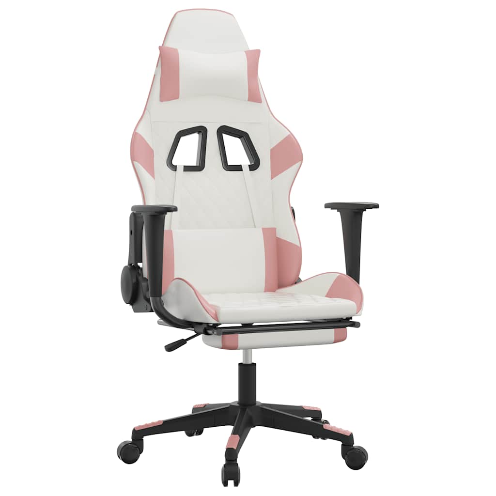 Massage gamestoel met voetensteun kunstleer wit en roze is nu te koop bij PeponiXL, paradijselijk wonen!