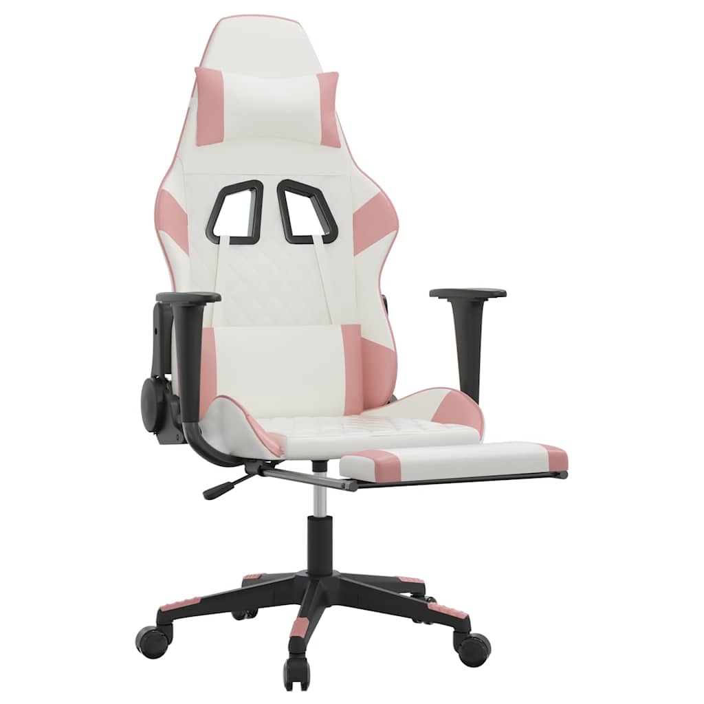 Massage gamestoel met voetensteun kunstleer wit en roze is nu te koop bij PeponiXL, paradijselijk wonen!