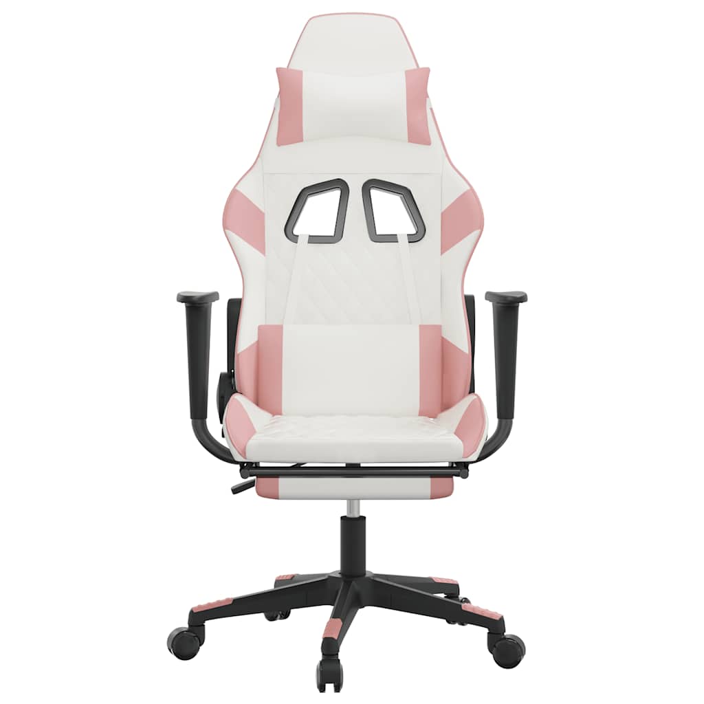 Massage gamestoel met voetensteun kunstleer wit en roze is nu te koop bij PeponiXL, paradijselijk wonen!