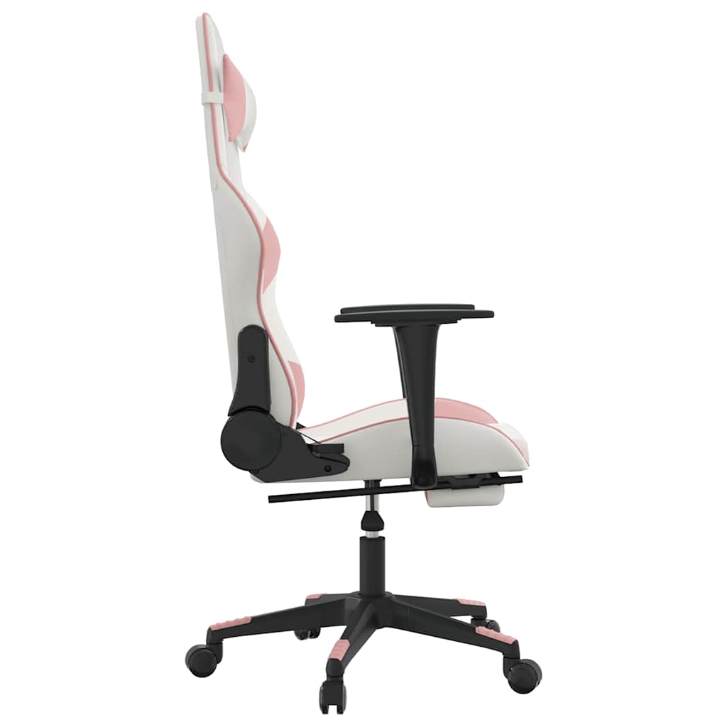 Massage gamestoel met voetensteun kunstleer wit en roze is nu te koop bij PeponiXL, paradijselijk wonen!