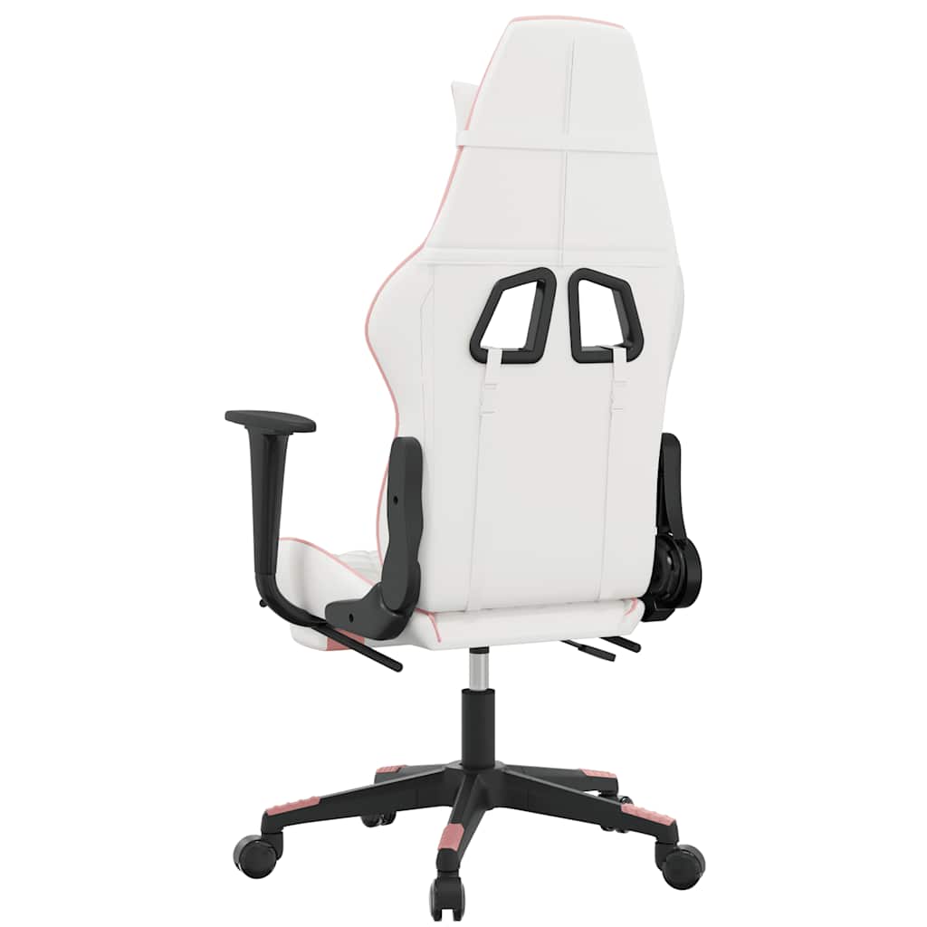 Massage gamestoel met voetensteun kunstleer wit en roze is nu te koop bij PeponiXL, paradijselijk wonen!