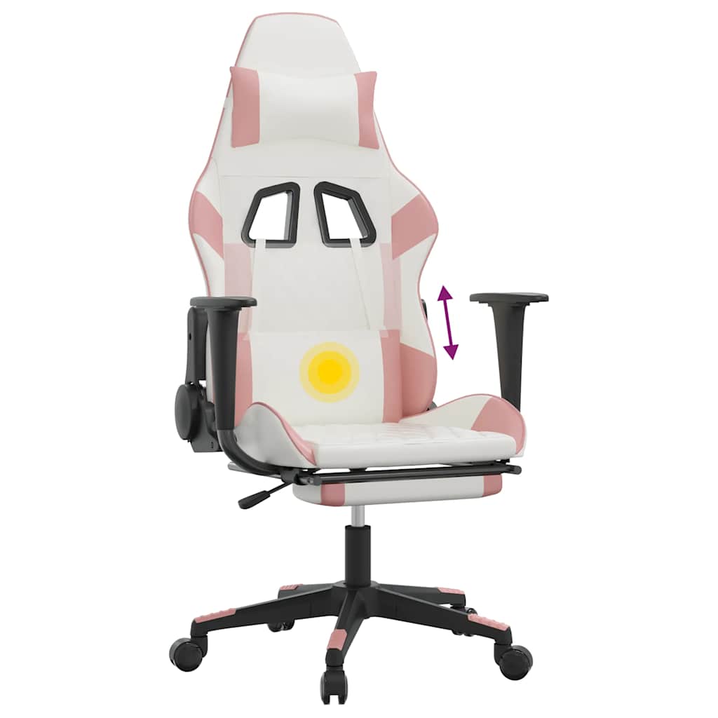 Massage gamestoel met voetensteun kunstleer wit en roze is nu te koop bij PeponiXL, paradijselijk wonen!