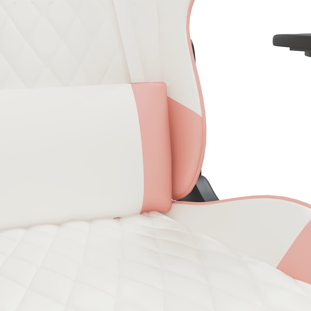 Massage gamestoel met voetensteun kunstleer wit en roze is nu te koop bij PeponiXL, paradijselijk wonen!