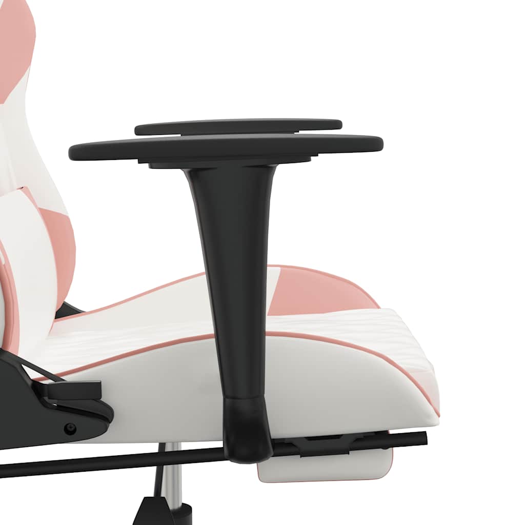 Massage gamestoel met voetensteun kunstleer wit en roze is nu te koop bij PeponiXL, paradijselijk wonen!