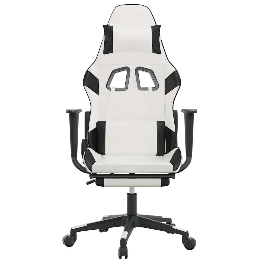 Massage gamestoel met voetensteun kunstleer wit en zwart is nu te koop bij PeponiXL, paradijselijk wonen!
