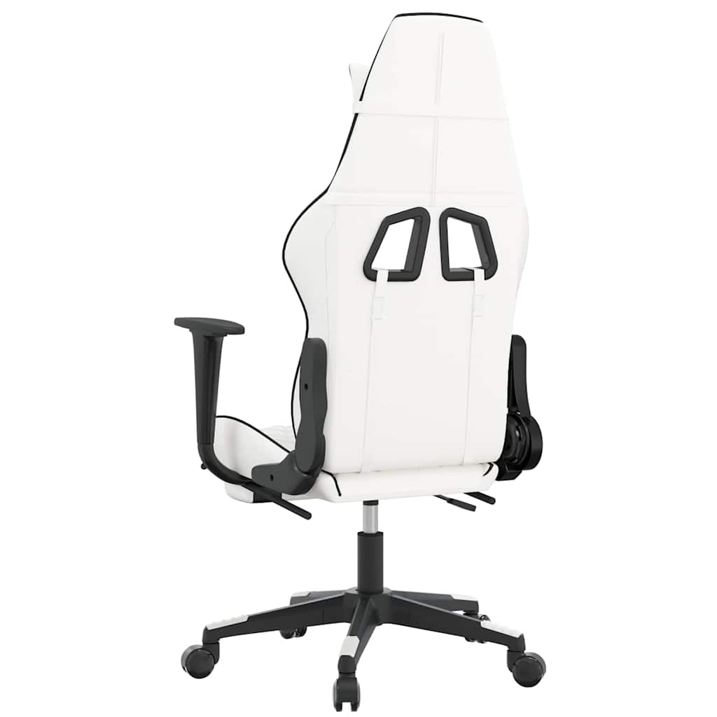 Massage gamestoel met voetensteun kunstleer wit en zwart is nu te koop bij PeponiXL, paradijselijk wonen!