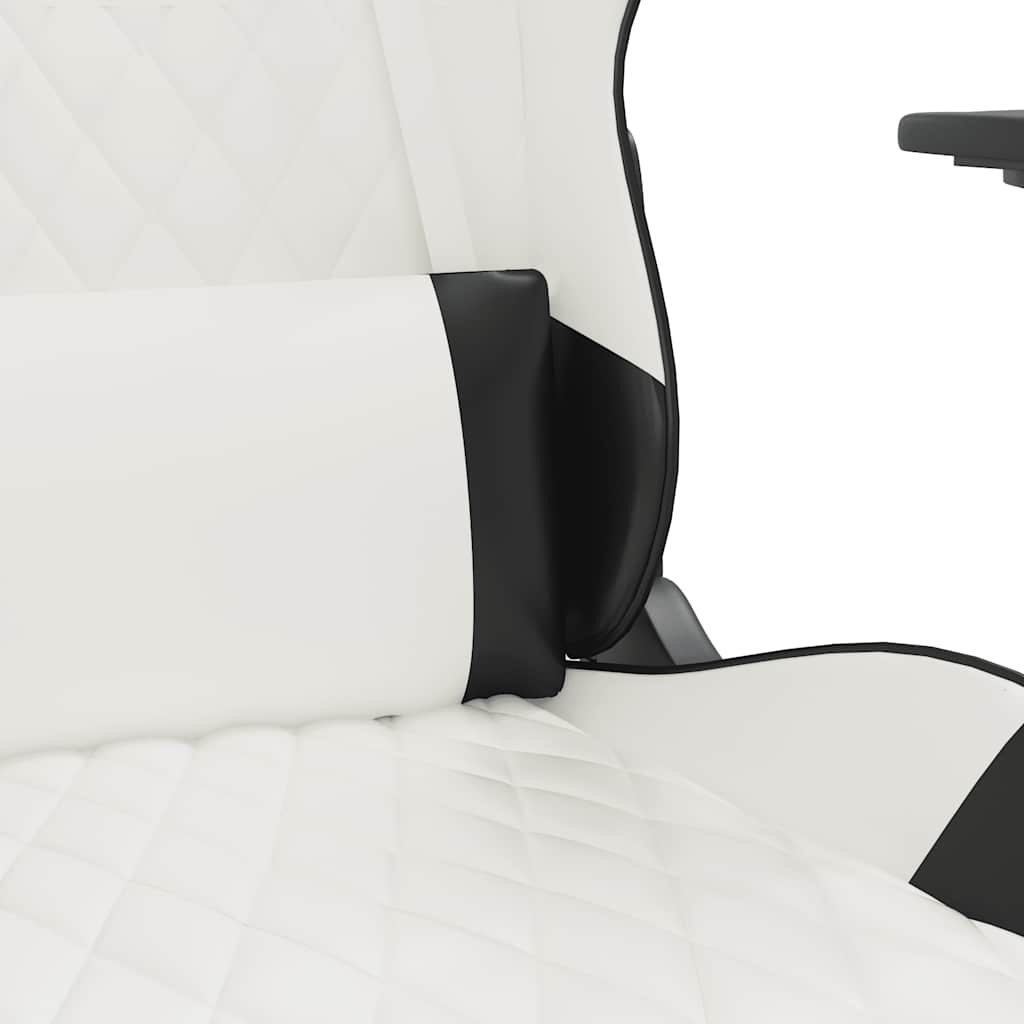 Massage gamestoel met voetensteun kunstleer wit en zwart is nu te koop bij PeponiXL, paradijselijk wonen!