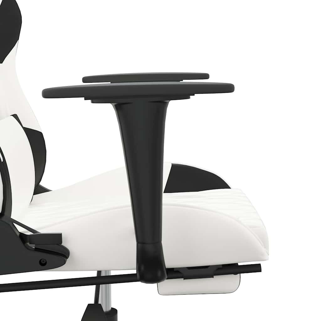 Massage gamestoel met voetensteun kunstleer wit en zwart is nu te koop bij PeponiXL, paradijselijk wonen!