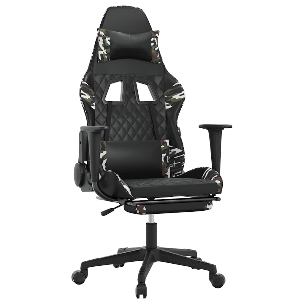 Massage gamestoel met voetensteun kunstleer zwart en camouflage is nu te koop bij PeponiXL, paradijselijk wonen!