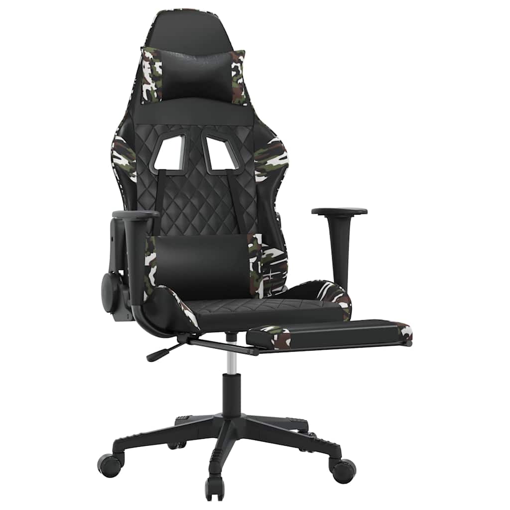 Massage gamestoel met voetensteun kunstleer zwart en camouflage is nu te koop bij PeponiXL, paradijselijk wonen!