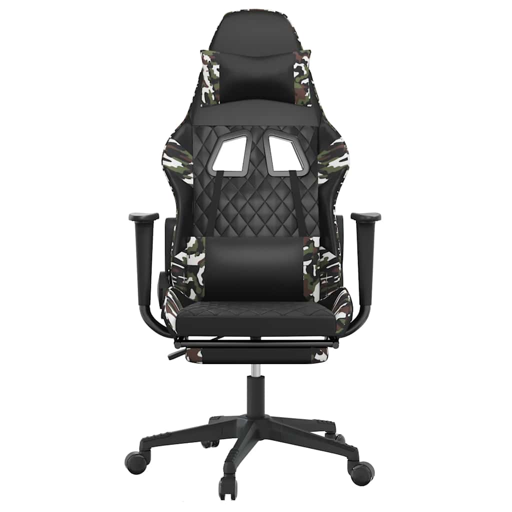 Massage gamestoel met voetensteun kunstleer zwart en camouflage is nu te koop bij PeponiXL, paradijselijk wonen!