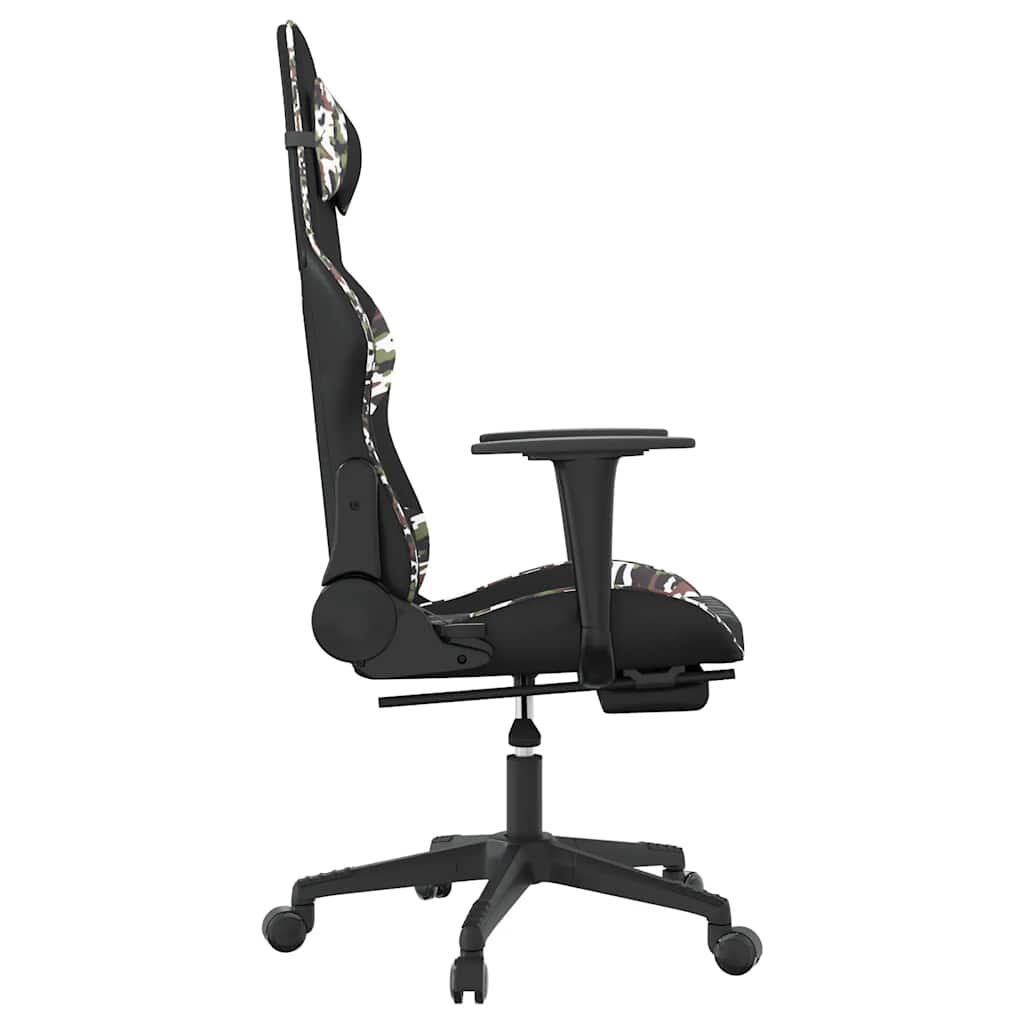 Massage gamestoel met voetensteun kunstleer zwart en camouflage is nu te koop bij PeponiXL, paradijselijk wonen!