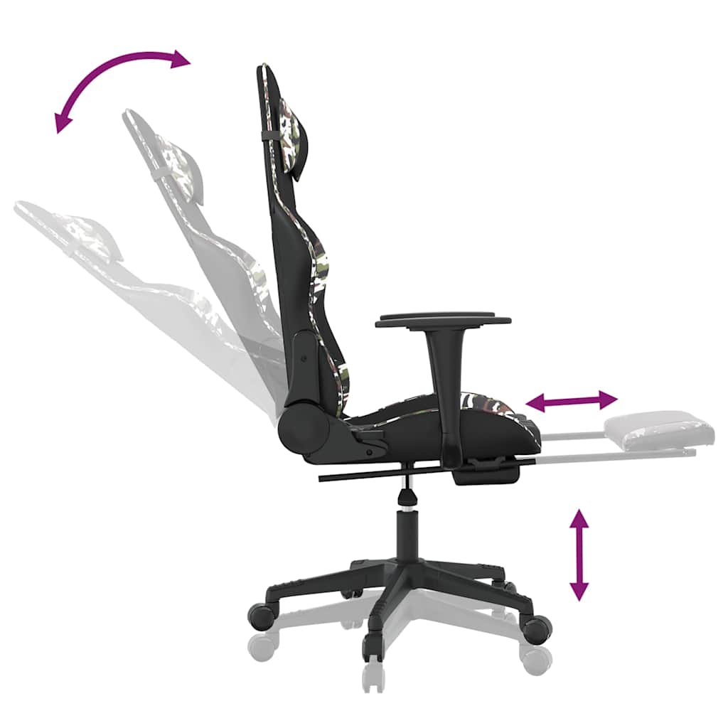 Massage gamestoel met voetensteun kunstleer zwart en camouflage is nu te koop bij PeponiXL, paradijselijk wonen!
