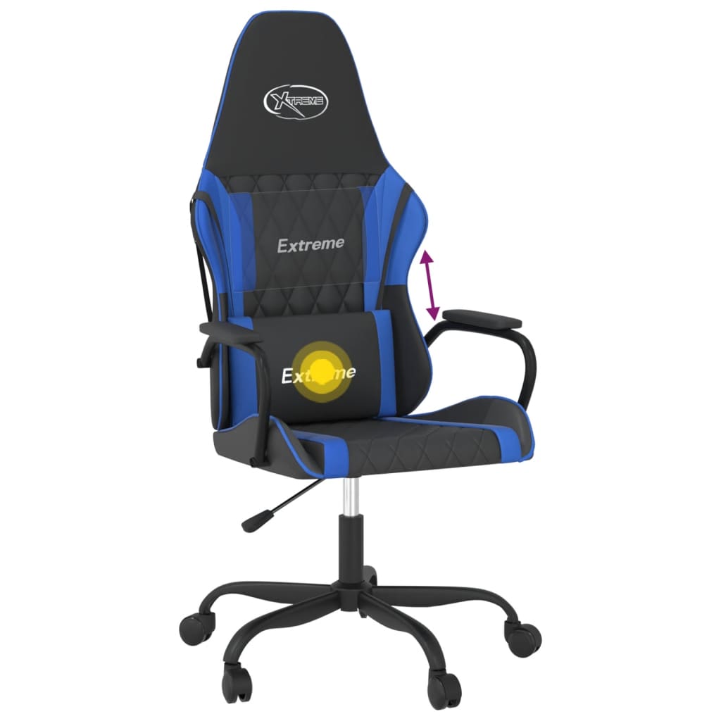 Massage gamestoel kunstleer zwart en blauw is nu te koop bij PeponiXL, paradijselijk wonen!