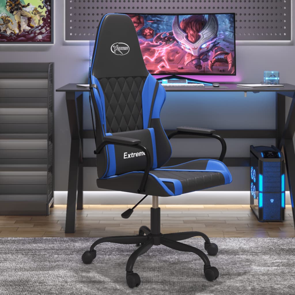 Massage gamestoel kunstleer zwart en blauw is nu te koop bij PeponiXL, paradijselijk wonen!