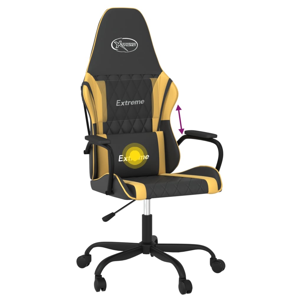 Massage gamestoel kunstleer zwart en goudkleurig is nu te koop bij PeponiXL, paradijselijk wonen!